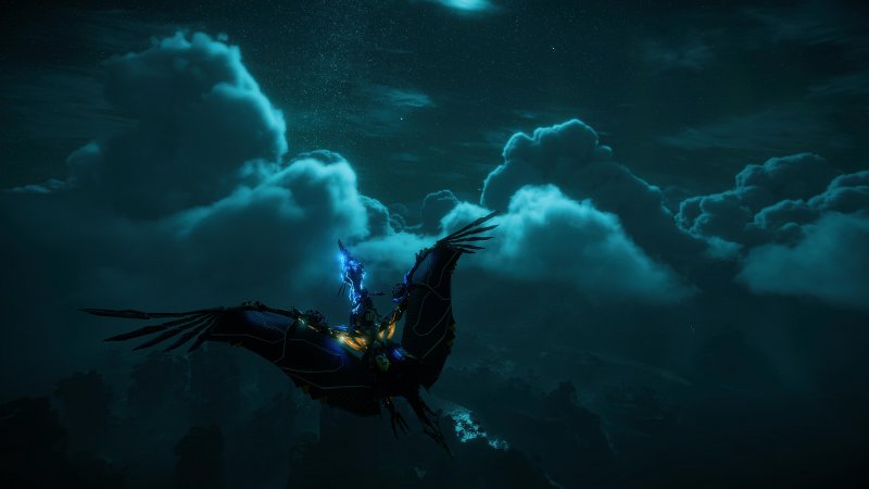 Immagine notturna delle nuvole di Horizon Forbidden West: Burning Shores