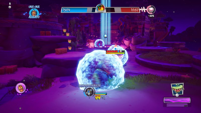 Crash Team Rumble, l'un des nombreux bonus spéciaux qui peuvent être activés pendant le jeu.