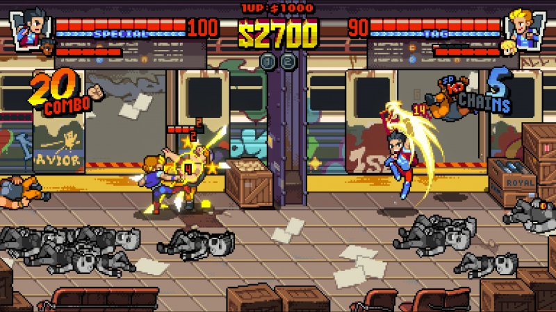 Double Dragon Gaiden: Rise of the Dragons, effettuare il 'tag' consente al secondo personaggio di recuperare