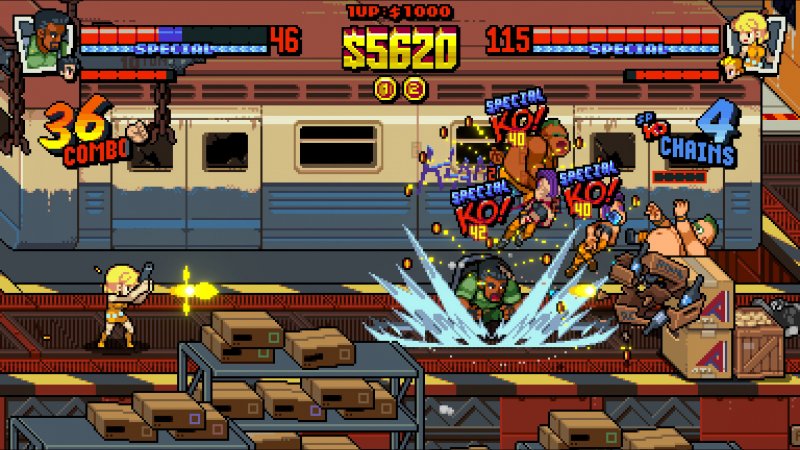I personaggi in stile chibi di Double Dragon Gaiden: Rise of the Dragons mentre affrontano alcuni nemici I personaggi in stile chibi di Double Dragon Gaiden: Rise of the Dragons mentre affrontano alcuni nemici