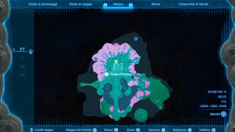 La posizione esatta da raggiungere per l'enigma della tunica, nel Castello di Hyrule