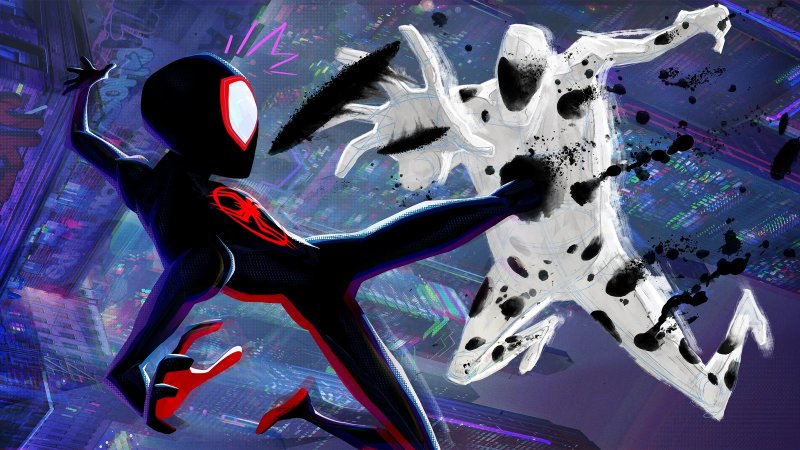 Miles contre le Flou, le principal antagoniste de Spider-Man : Across the Spider-Verse.