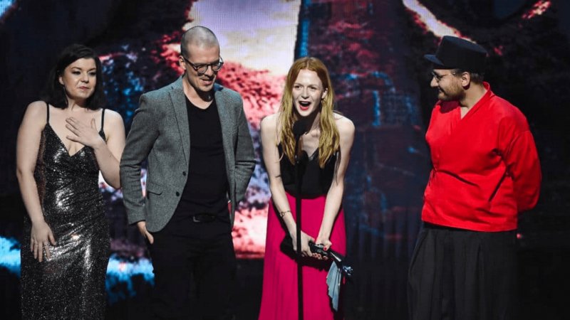 Da destra a sinistra Aleksander Kostov, Helen Hindpere e Mikk Metsniit Da destra a sinistra Aleksander Kostov, Helen Hindpere e Mikk Metsniit