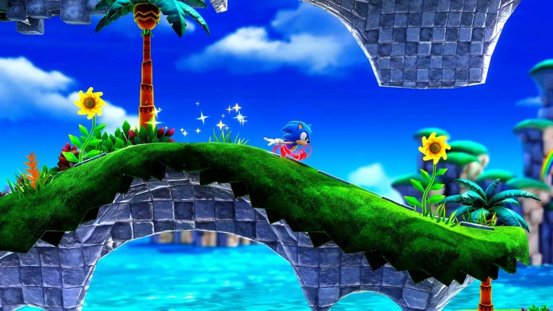 Sonic Superstars, notre personnage court à travers la scène.