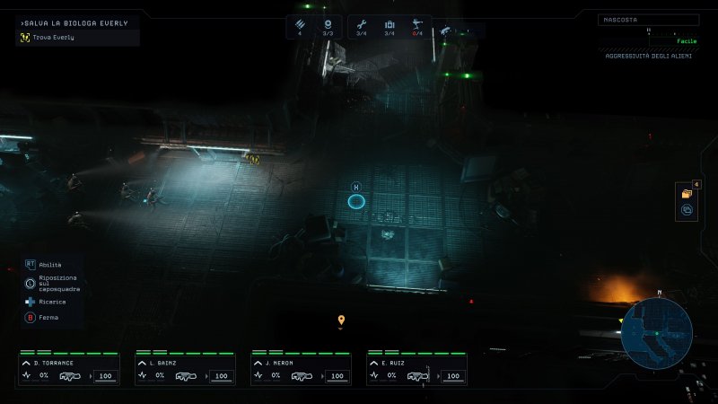 Aliens : Dark Descent, gestion de la lumière pendant les phases d'exploration.