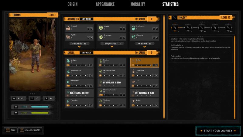 Broken Roads, le caratteristiche del personaggio Broken Roads, le caratteristiche del personaggio