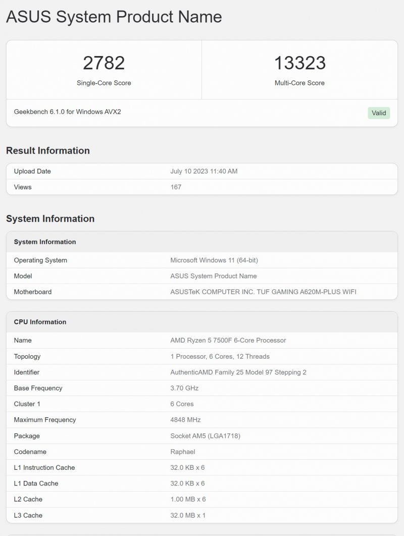 I primi dati tecnici svelati inerenti all'AMD Ryzen 5 7500F I primi dati tecnici svelati inerenti all'AMD Ryzen 5 7500F