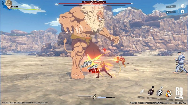 I protagonisti di One Punch Man: World con un nemico gigante I protagonisti di One Punch Man: World con un nemico gigante