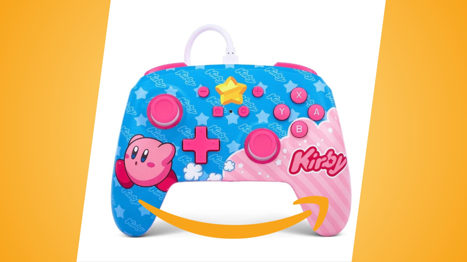 Offerte Amazon: controller cablato PowerA per Nintendo Switch a tema Kirby al prezzo minimo storico