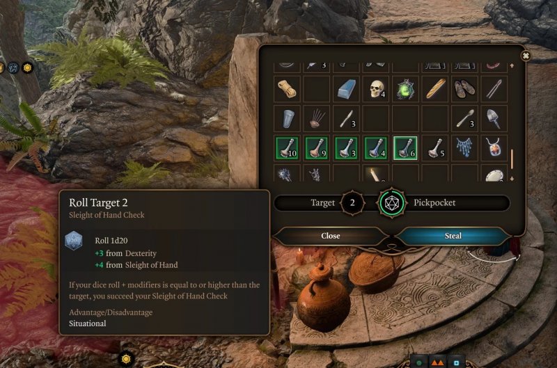 Si può borseggiare ogni singolo oggetto nell'inventario di un NPC