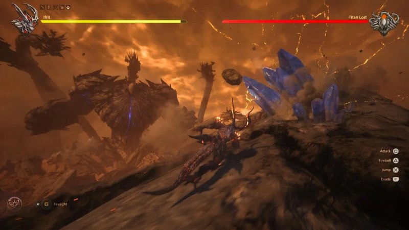 Ifrit contro Titano Perduto in uno dei combattimenti più emozionanti di Final Fantasy 16