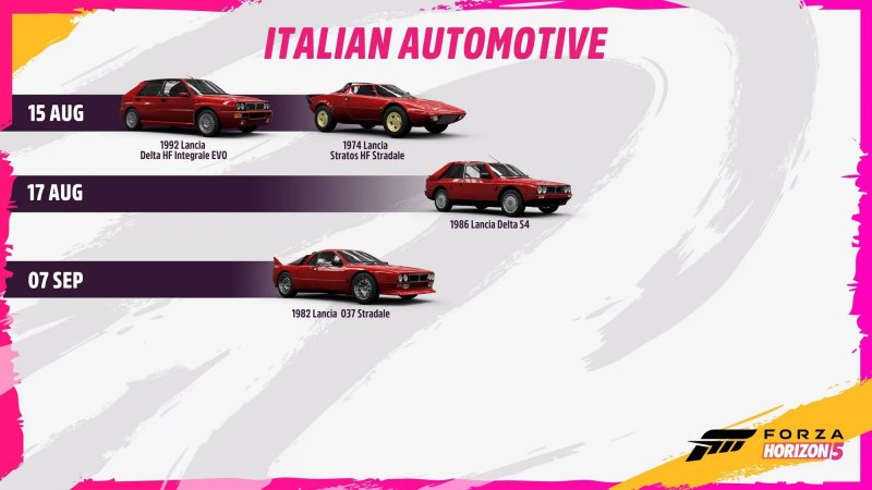 Forza Horizon 5, Italian Automotive: more cars to come