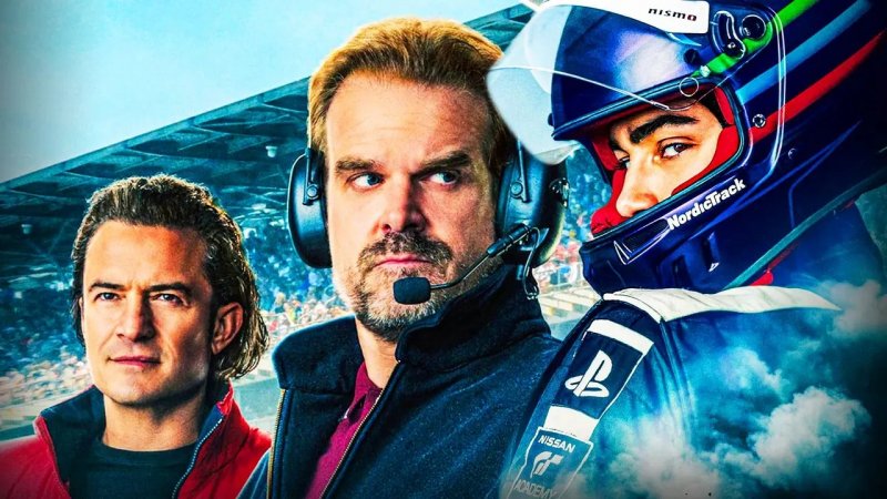I protagonisti di Gran Turismo - La Storia Di Un Sogno Impossibile: da sinistra verso destra, Orlando Bloom, David Harbour e Archie Madekwe I protagonisti di Gran Turismo - La Storia Di Un Sogno Impossibile: da sinistra verso destra, Orlando Bloom, David Harbour e Archie Madekwe