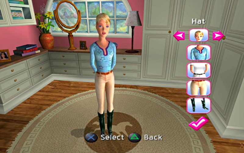 La serie di videogiochi di Barbie Horse Adventures ovviamente permetteva anche di personalizzare l'aspetto di Barbie e quello del cavallo