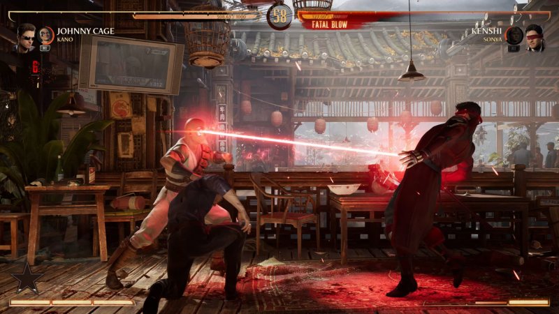 Mortal Kombat 1, Johnny Cage supportato da Kano con la sua vista laser