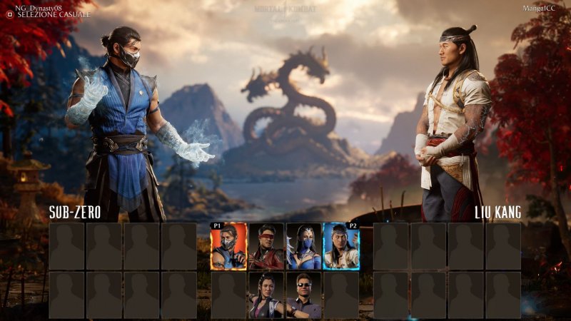 Mortal Kombat 1, la schermata di selezione del personaggio nella beta preorder