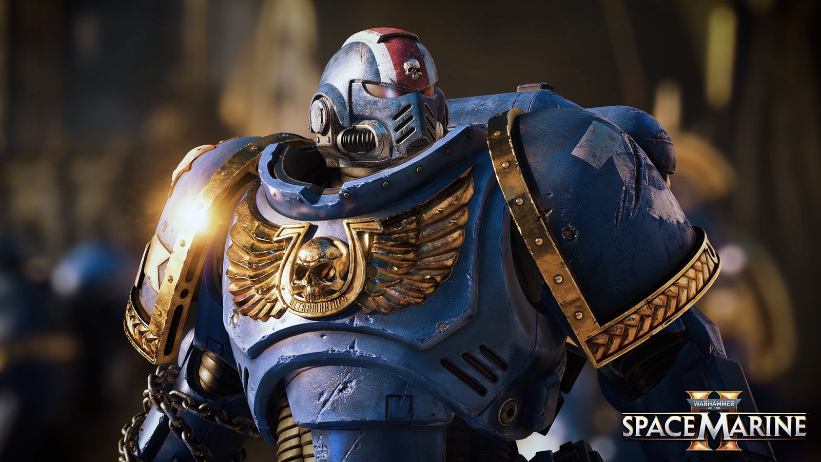 Demetrian Titus in armatura in Warhammer 40.000: Space Marine 2