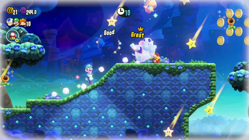 Alla fine di ogni livello, il gioco scatta una foto ricordo con gli amici, un po' come quando sei sulle attrazioni al parco divertimenti