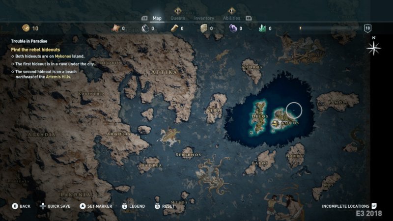 Un dettaglio della mappa di Assassin's Creed: Odyssey, ma fate finta che sia il mondo di One Piece