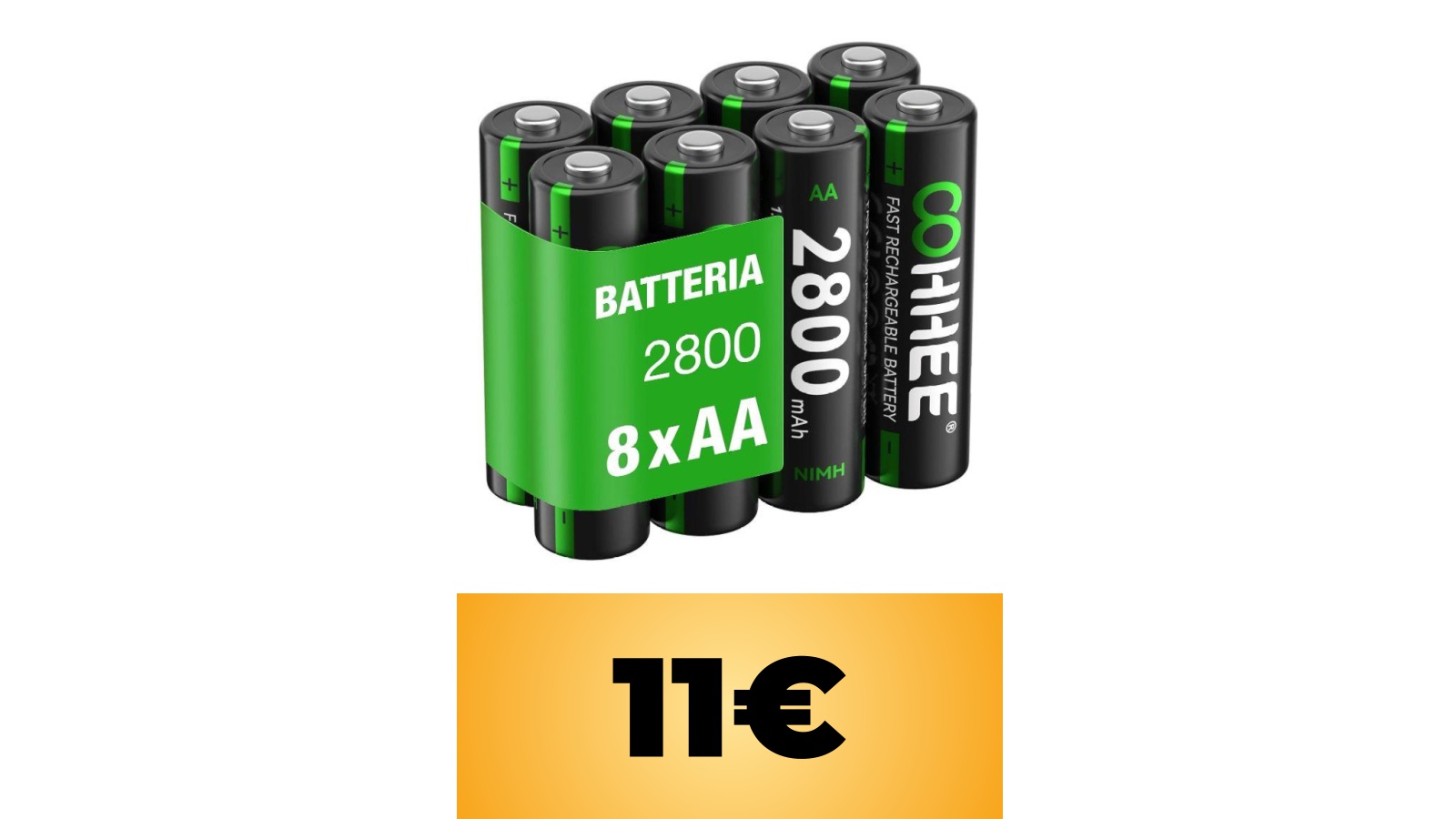Batterie AA ricaricabili, pacco da 8 in sconto con un coupon tramite l'offerta di Amazon Italia