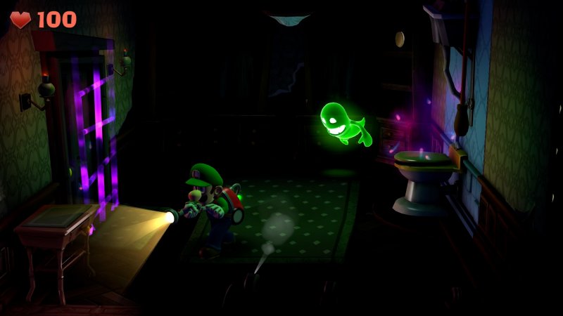 Durante gli scontri coi fantasmi, Luigi è impossibilitato a scappare Durante gli scontri coi fantasmi, Luigi è impossibilitato a scappare