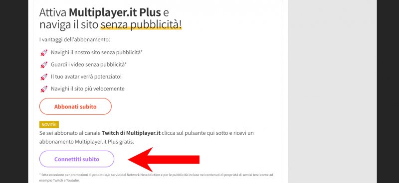 Nel vostro profilo, in Gestione Abbonamenti, troverete da oggi questo tasto per collegare il vostro account Twitch.