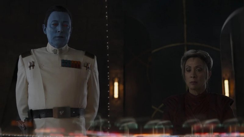 Il Grand'ammiraglio Thrawn e Morgan Elsbeth in una scena di Ahsoka