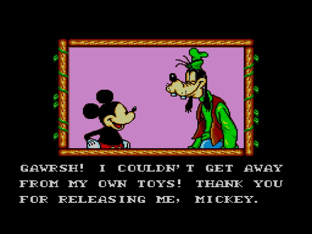 Topolino discute con Pippo in Land of Illusion Topolino discute con Pippo in Land of Illusion