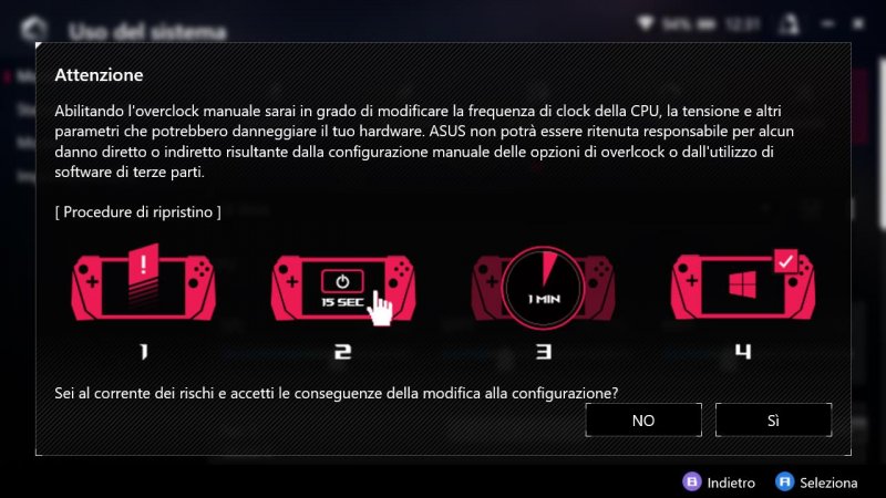 Non vi fate spaventare dalla schermata di conferma