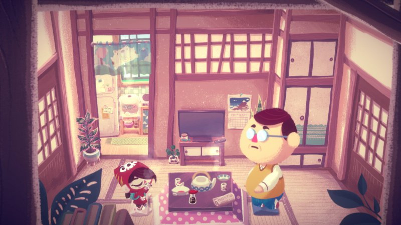 Mineko's Night Market, un'immagine che mostra la particolare atmosfera del gioco