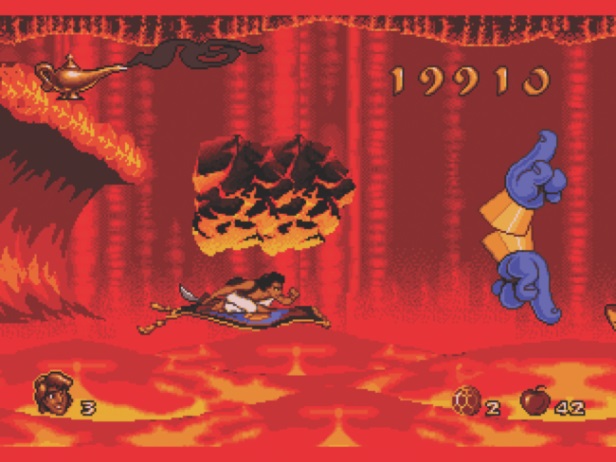 Aladdin (su Mega Drive) scappa dalla caverna