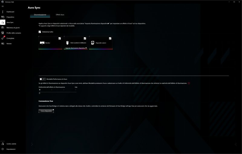 Aura Sync è ovviamente supportato anche su ASUS ROG Swift OLED PG49WCD Aura Sync è ovviamente supportato anche su ASUS ROG Swift OLED PG49WCD