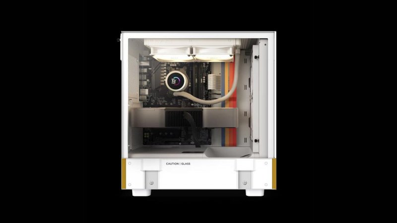 La parte interna del PC NZXT a tema Starfield