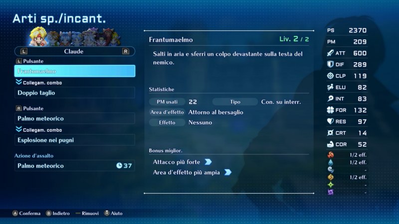 È possibile impostare attacchi speciali e incantesimi in brevi combo