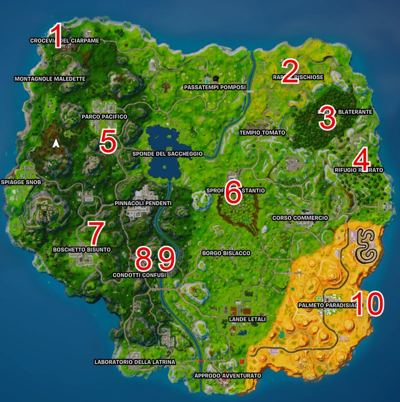 Ecco la posizione di tutti e 10 gli Gnomi sparsi nella mappa di Fortnite OG