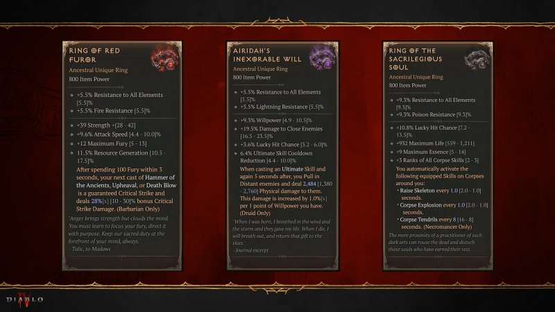 Ecco tre dei cinque Anelli Abietti introdotti nel Regno Eterno e nel Regno Stagionale