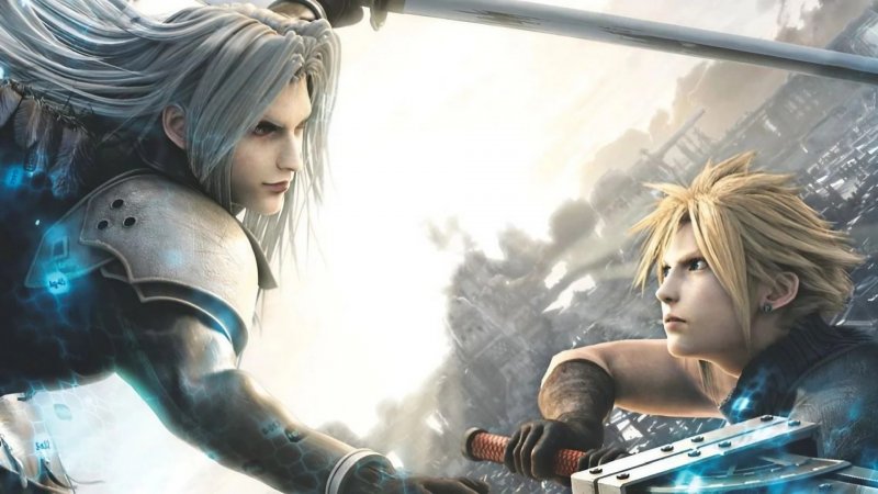 Sephiroth e Cloud in un artwork di Advent Children
