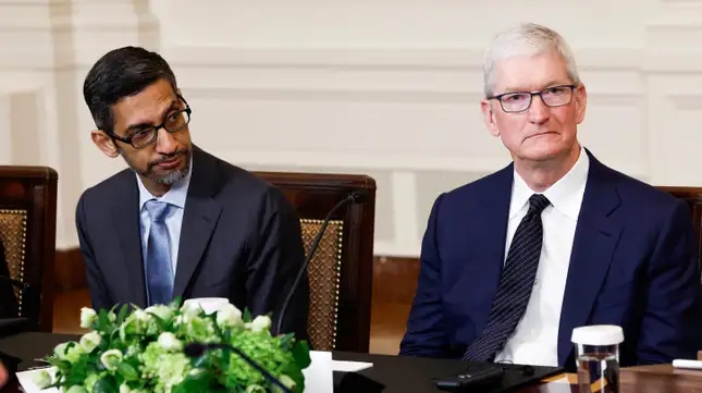 Tim Cook and Sundar Pichai, the men at the helm of the two companies