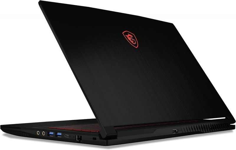 Il notebook MSI Thin GF63 12VE-292IT visto da dietro e dal lato