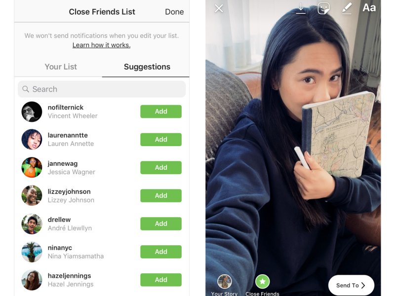 L'opzione degli Amici Stretti era già disponibile nella sezione Storie