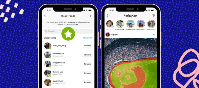 La stella verde rappresenta le funzionalità legate alla lista degli 'Amici Stretti'
