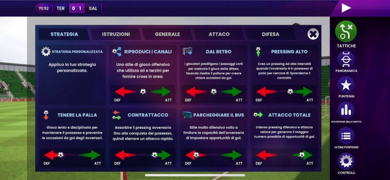 Le opzioni strategiche in Soccer Manager 2024