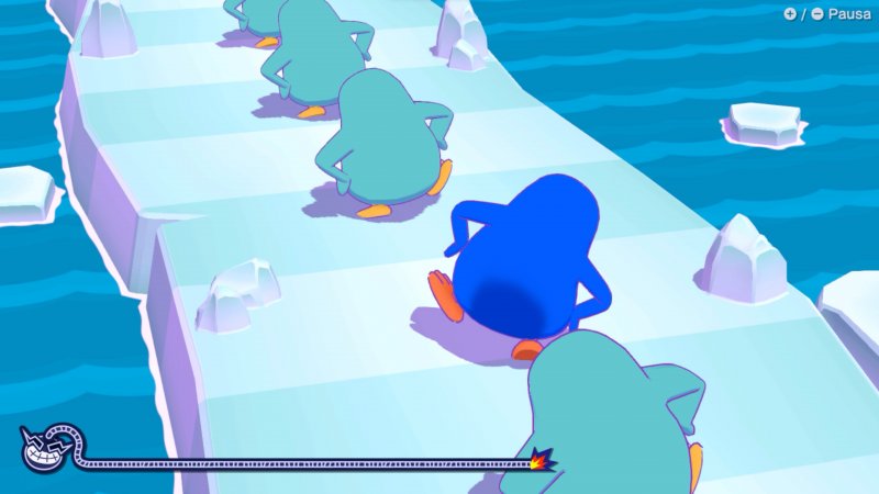 L'andamento dei pinguini in questo minigioco di WarioWare: Move It! è tutt'altro che regolare
