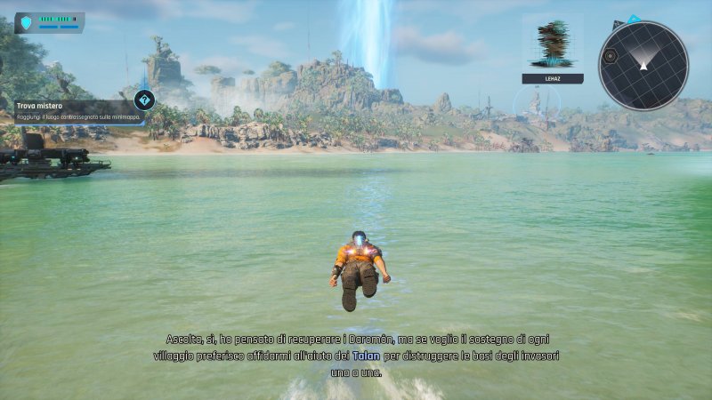 Cutter vola sull'acqua in Outcast: A New Beginning