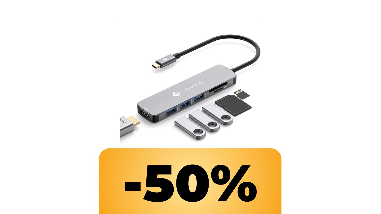 Adattatore USB con HDMI 4K: il coupon lo porta a metà prezzo su Amazon