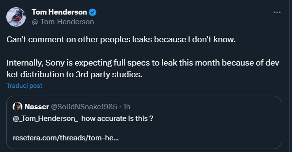 Il post di Henderson su X