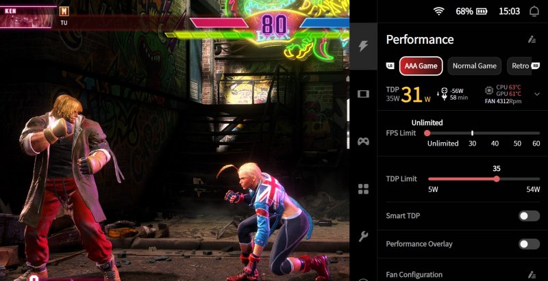 Con la pressione di un tasto si può richiamare l'interfaccia di Ayaneo 2 per cambiare al volo le impostazioni legate ai consumi