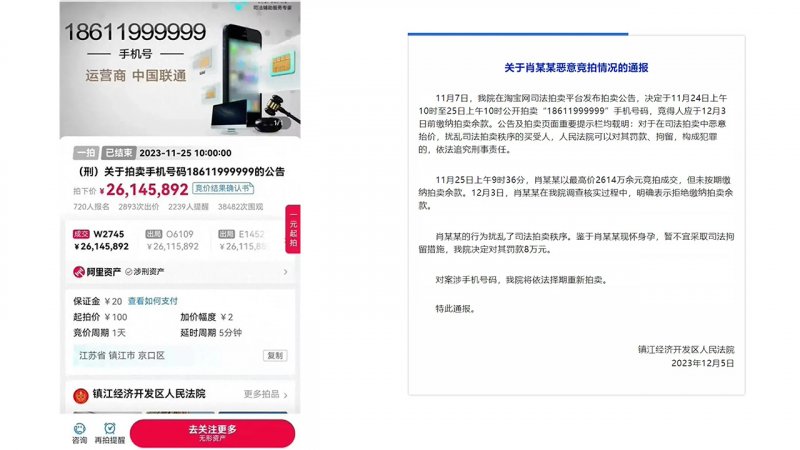 Immagine relativa all'asta e alla numerazione telefonica 'incriminata' Immagine relativa all'asta e alla numerazione telefonica 'incriminata'