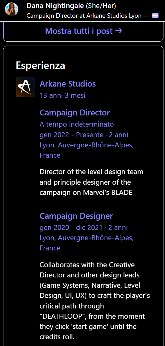 Ecco il curriculum della Nightingale Ecco il curriculum della Nightingale