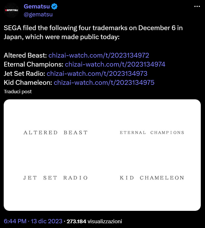 I marchi rinnovati da SEGA